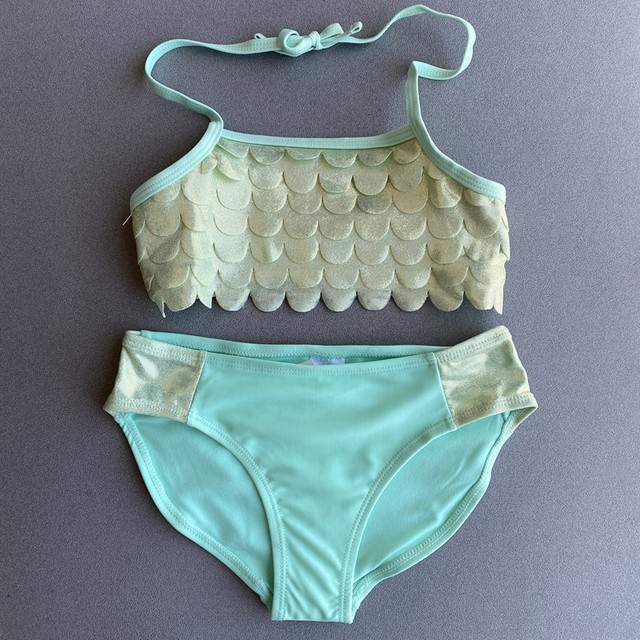 Foreign trade Original Single Girls Little Middle School Big Big Big Big Mermaid Mermaid Beach Triangle Swimming Swim Swing Swimsuit Set
