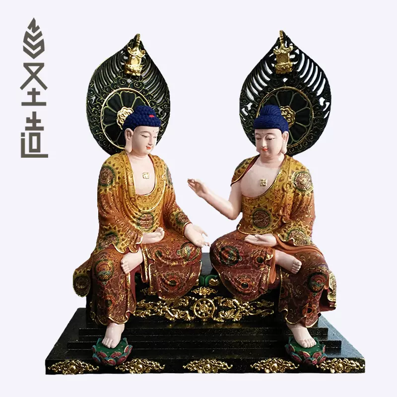 飛】仏教美術 木彫 釋迦牟尼佛座像 仏像 厨子付 古玩 NMRF