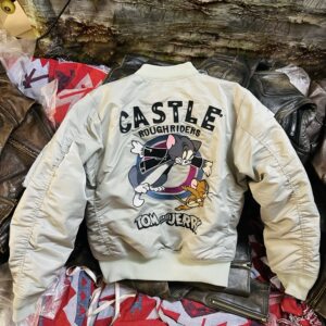
Chase Cat Chasing Mouse MA-1 Flying Suit Autumn and Winter Cotton Clothes Men and Women Couple Embroidery Motorcycle Motorcycle Cotton Clothes Jacket