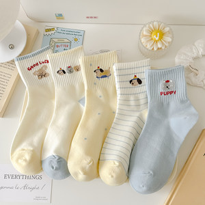 
2026 new popular socks for women spring and autumn mid-calf socks cotton socks Korean version cartoon animals cute Japanese sports breathable
