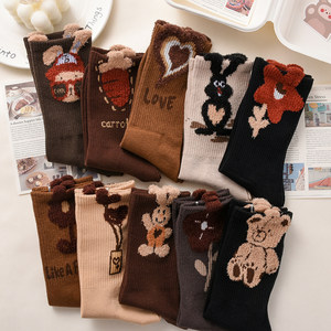 
Feather gauze socks for women in autumn and winter stockings cotton socks Korean versatile mid-tube socks internet celebrity super hot ins trendy stockings