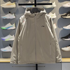 
Li Ning short cotton jacket for men 2025 autumn new fitness series water-repellent warm hooded jacket AJMV157