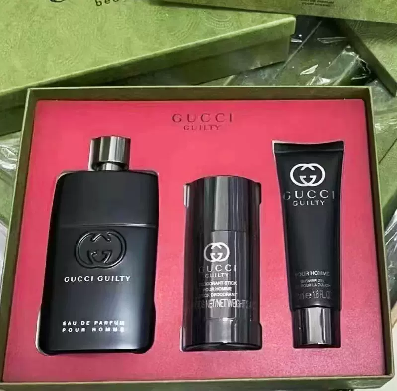 Gucci古驰罪爱男士香水90ml 三件套沐浴啫喱50ml 香体膏70g 浓香-Taobao 