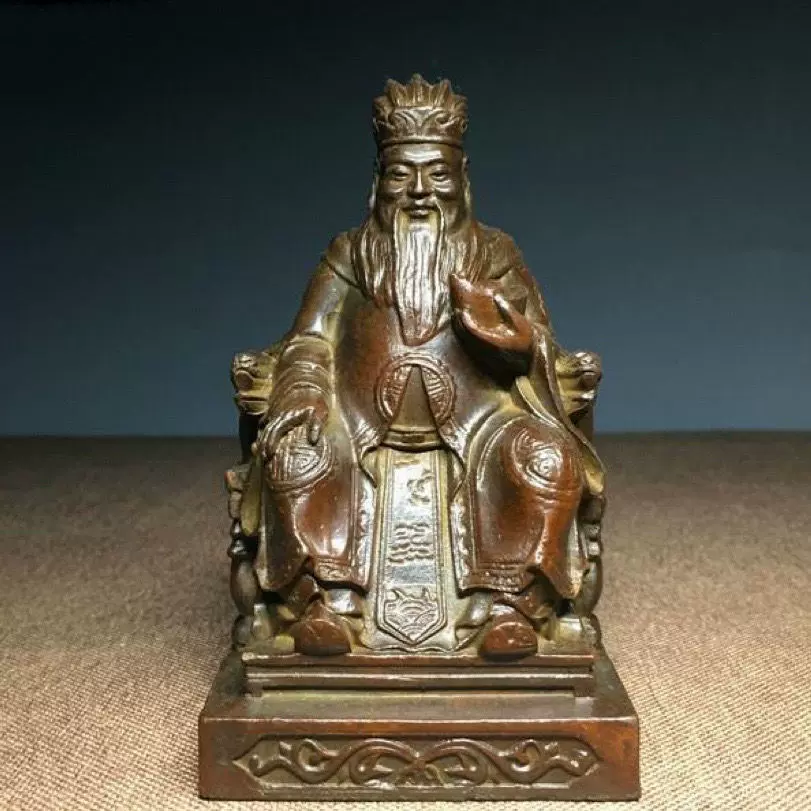 观音菩萨坐像 蓮坐台 紫銅 古玩回流老物件观世音菩萨紫铜摆件古董铜像坐莲净瓶观音