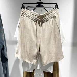
Cabinet 279! New summer men's clothing minimalist style linen blended loose casual shorts five-quarter pants 1437/404