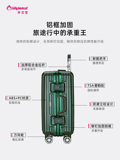 Valise Cabine Aluminium 20 Pouces - Style RIMOWA - 4 Roues Multidirectionnelles - Neuf