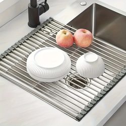 Foldable stainless steel drain rack kitchen sink drain