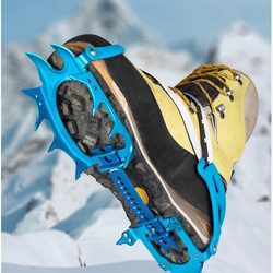 Brs-S3 Bundled Fourteen-Tooth Lightweight Aluminum Alloy Walking Crampons, Adventure Climbing Anti-Slip Ice Crampons, One Pair