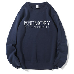 Emory University Sweatshirt Crewneck Pullover Autumn and Winter Fleece Thickened Student Long-Sleeve Class Uniform Trendy