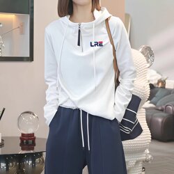 Half-Zip Hooded Sweatshirt for Women, Spring and Autumn, Thin, Loose, Versatile, Slimming, Stylish, Age-Reducing, Pullover, Long-Sleeved Hoodie Top