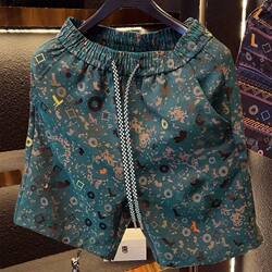 American Retro Design Trendy Brand 2025 Summer Versatile Luxury Trendy Fashion Dark Pattern Full Print Men's Shorts