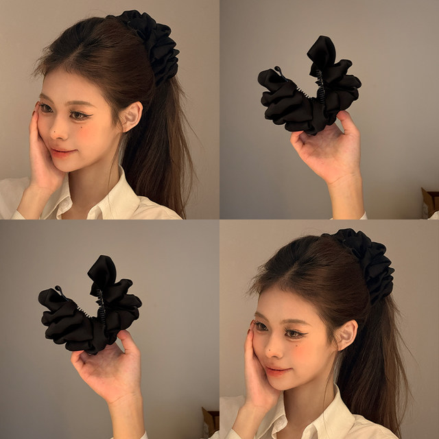 Korean style cloud bubble pleated banana clip women's high-end ponytail clip vertical clip hair accessory back head plate hair clip headwear