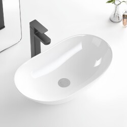 Modern Simple Creative Countertop Basin Ceramic Bathroom Washbasin Oval Ingot-Shaped Balcony Washbasin