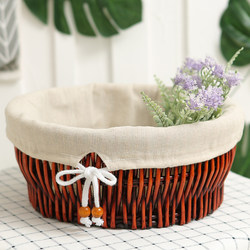 Rattan Storage Basket, Bamboo Basket, Round Wicker Desktop Snack Basket, Storage Basket, Rattan Frame Woven Storage Basket, Fabric Art