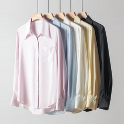 High-End, Soft, Breathable, Loose-Fitting, Straight-Shoulder Shirt for Women, Suitable for All Seasons, with a Slimming Effect and a Stylish Look, Suitable for Commuting, Long-Sleeved Shirt