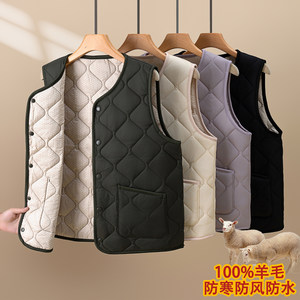 
2025 New Autumn and Winter Down Cotton Vest Men's Wool Warm Vest Liner Vest Clip Student Bottoming Waistcoat Large Size