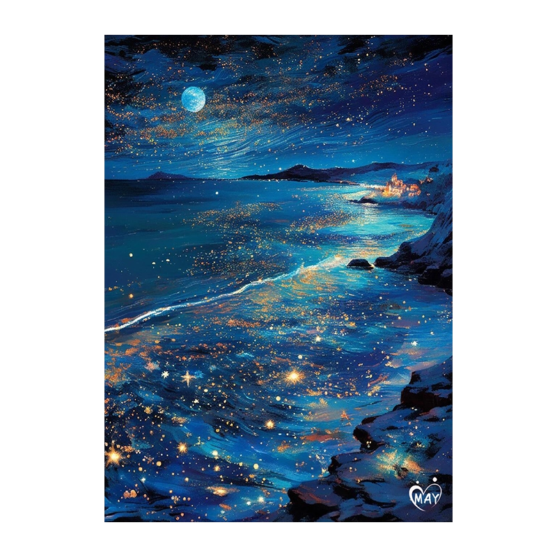 星辰大海数字油画2025新款手工diy填充画治愈海景油彩画客厅大幅