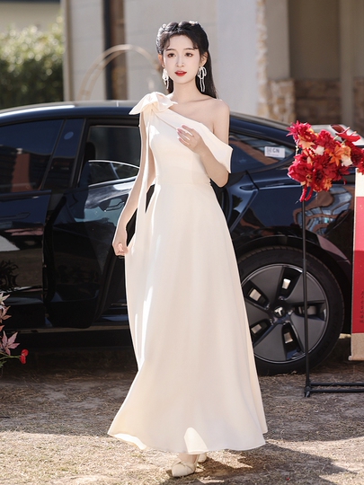 sachin and babi light blue dress Elegant Long A-Line Jewel Chiffon Champagne Bridesmaid Dress with Ruffle main image 0
