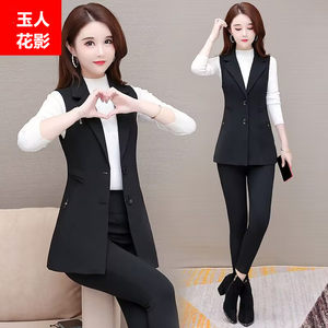 
Women's vest outer wear for small people 2025 spring and autumn new slim and stylish black suit vest jacket women's fashion trend