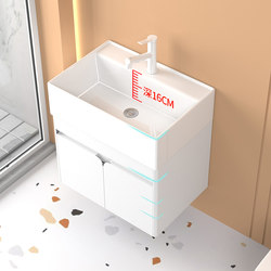 Household Bathroom Small Apartment 304 Stainless Steel Waterproof and Moisture-Proof Bathroom Cabinet Combination with Deepened Ceramic Basin Bathroom Cabinet