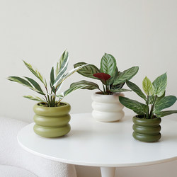 Ladylike Artificial Green Plant Apple Leaf Indoor Living Room Plant Potted Evergreen Bonsai Flower Pot Decoration