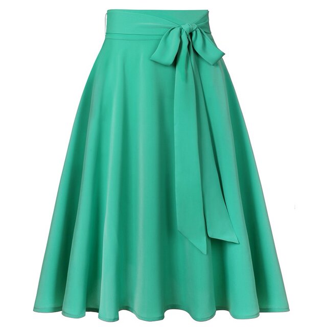 Spring and summer thin women's large size thin solid color chiffon large sway A-line skirt to make you look slim and high waist umbrella skirt with pocket droop