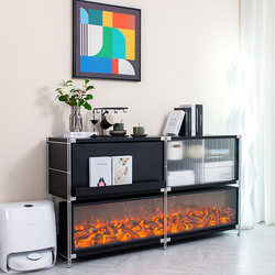 Black and White Fireplace Decorative Cabinet, Creative Sideboard, Vintage Storage Rack, Entryway Storage, Living Room Sofa Mobile Side Cabinet