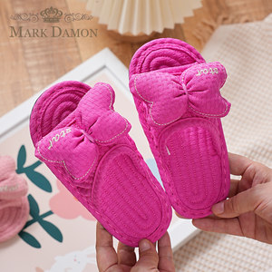 
New children's fabric high-end small, medium and large children's home men and women Korean version of anti-slip silent home interior slippers four seasons