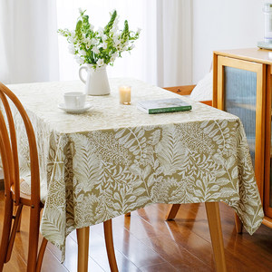 
American small fresh waterproof and oil-proof tablecloth plants and flowers ins retro fabric dining table coffee table cloth high-end sense