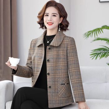 Mom's spring and autumn short style woolen coat