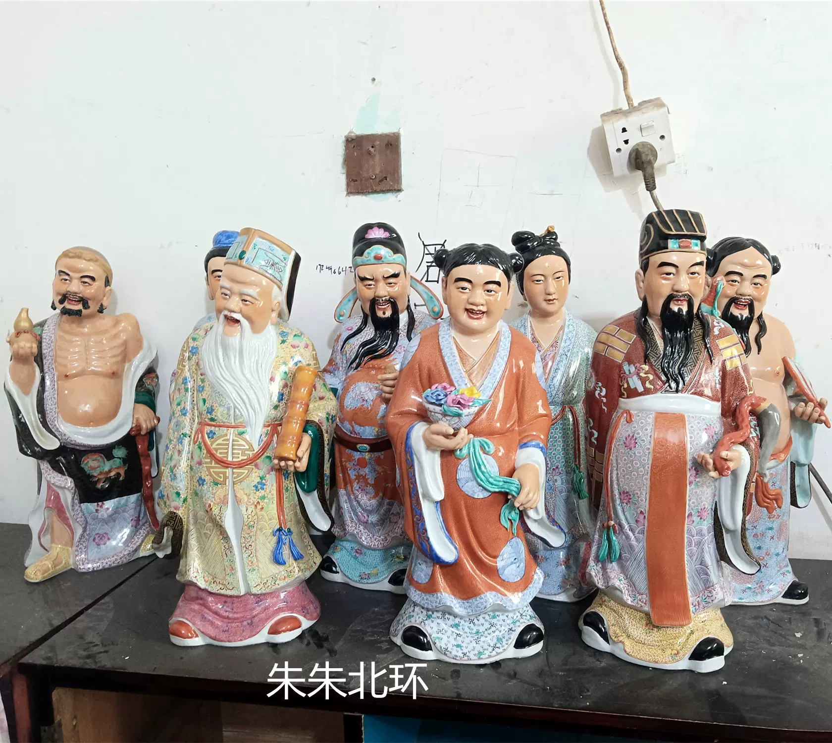 复古仿民国精品雕塑陶瓷八仙瓷像人物装饰工艺品八仙过海摆件20寸