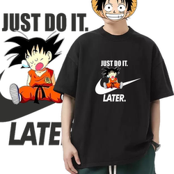 Dragon Ball Goku Anime Cartoon T-Shirt for Men and Women, Pure Cotton Short-Sleeved, Loose and Breathable, Summer Student and Parent-Child Wear