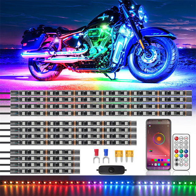 Motorcycle LED magic light modified atmosphere light waterproof multi-color belt remote control brake steering Bluetooth suitable for Harley