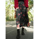 Spring and Autumn Chinese retro printed high-waisted skirt for women with slim A-line skirt commuting versatile
