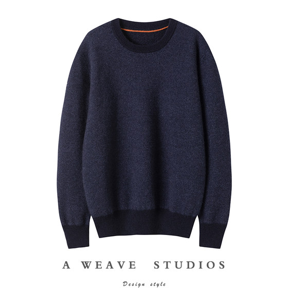 Wonderful charm ~ temperament men's round neck cashmere sweater thickened cashmere sweater knit sweater and lighten flowers