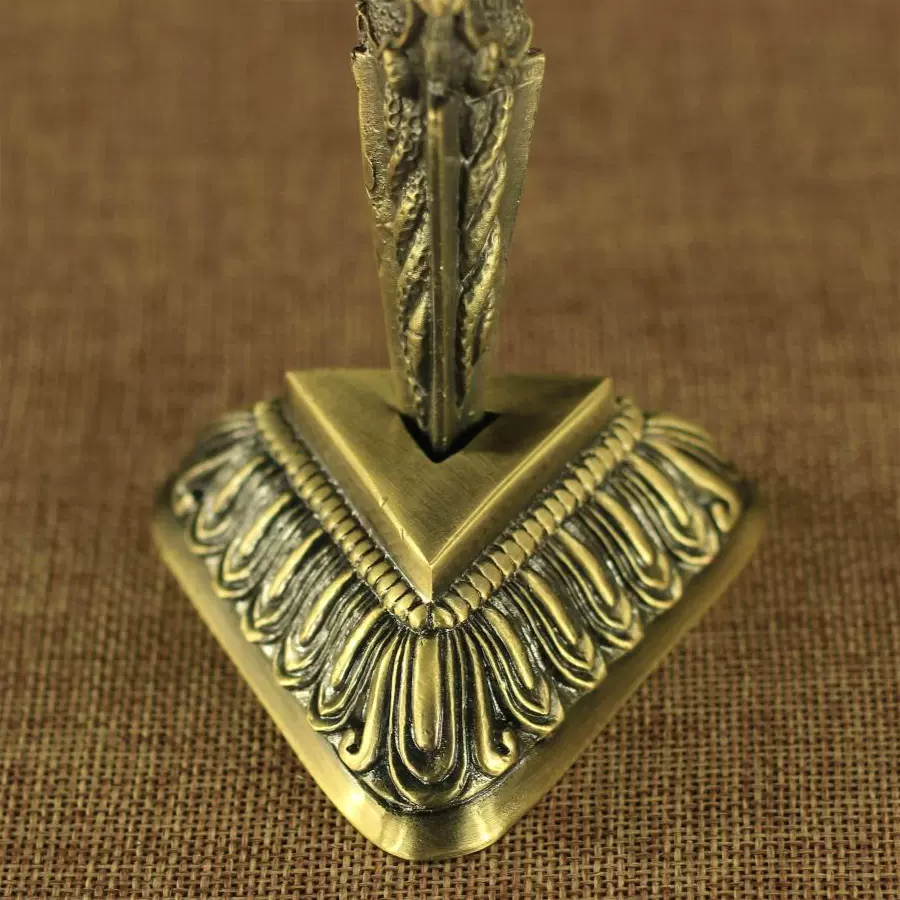 藏传用品五股普巴杵铜鎏金密宗法器六字真言金刚杵摆件配饰