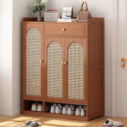 Multi-Layer Shoe Rack, Household Doorway Storage Cabinet, Plastic Rattan Door Panel, Large Size Shoe Storage Cabinet, Simple and Modern Dustproof