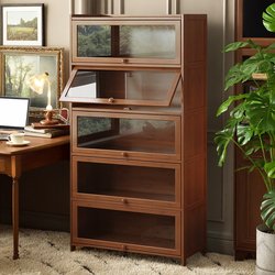 Bookshelf Storage Rack Floor-Standing Bookcase Storage Cabinet Integrated Wall-Mounted Storage Home Multi-Layer Dust-Proof Display Cabinet with Doors