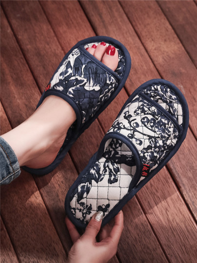 Chaussons Antidérapants Unisexe Motif Floral – Coton Et Lin, Fabriqué En Chine, Neuf Avec Emballage