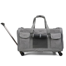 Cat Carrier, Portable Summer Pet Trolley Box, Detachable Universal Wheels, Breathable, Foldable, Extra-Large Pet Bag