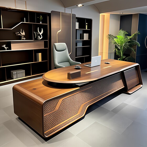 
New Chinese style high-end bullet boss desk desk chairman ebony wood executive desk office furniture customization