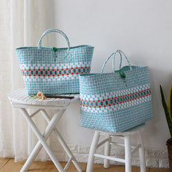 Vietnamese Imported Shopping Basket, Imitation Rattan Large Picnic Basket, Plastic Woven Bag, Handbag, Hanging Basket, Storage Bag