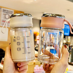 Water Cup 2025 New Model High Borosilicate Glass Cup for Women, High Aesthetic Value, Milk Cup, Soy Milk Cup, Portable Compact Cup with Scale