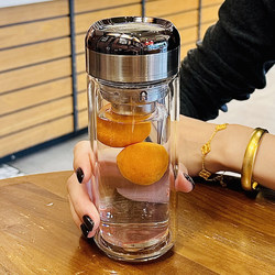 High-End Men's Tea Cup 2025 New Double-Layer High Borosilicate Glass Cup, High Temperature Resistant, Portable and Compact Cup