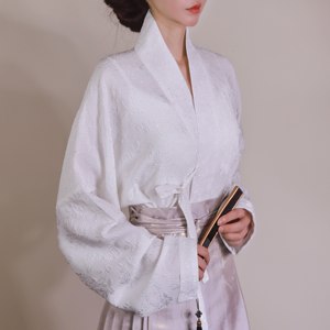 
Horse-faced skirt top Hanfu airplane sleeves tied white shirt long sleeves Chinese style new Chinese loose V-neck Zen shirt