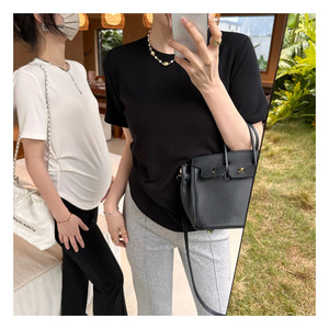 
Maternity short-sleeved T-shirt fashionable pure cotton soft skin-friendly summer book style top base shirt makes you look slim