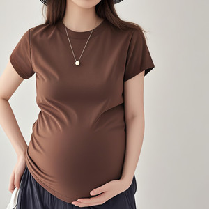 
Pregnant T-shirt Pure Cotton Summer New Thin Curved Belly Fashion Small Wrinkled Slim Short-sleeved Top