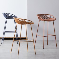 Nordic Wrought Iron High Stool 55cm Trendy Metal Bar Stool Courtyard Bar Chair Home Bar Plastic Hollow Bar Chair