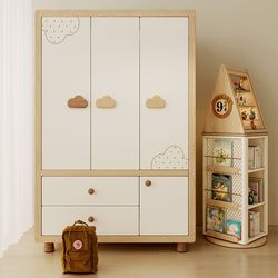 Children's Wardrobe Solid Wood Wardrobe Boys and Girls Bedroom Home Storage Locker All Solid Wood Wardrobe 2025 New Model