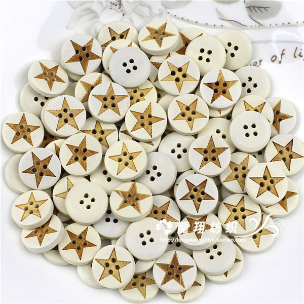 Star cute wooden button diy handmade accessories children,s wooden button shirt sweater button retro 1.5 yuan 5 pieces